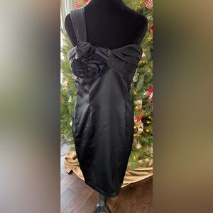 Aidan Mattox One Shoulder Black Cocktail Dress - Size 6